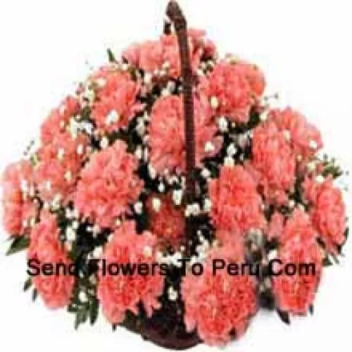 Basket Of 24 Pink Carnations